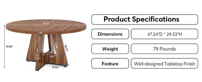 47 inch Round Dining Table for 4
