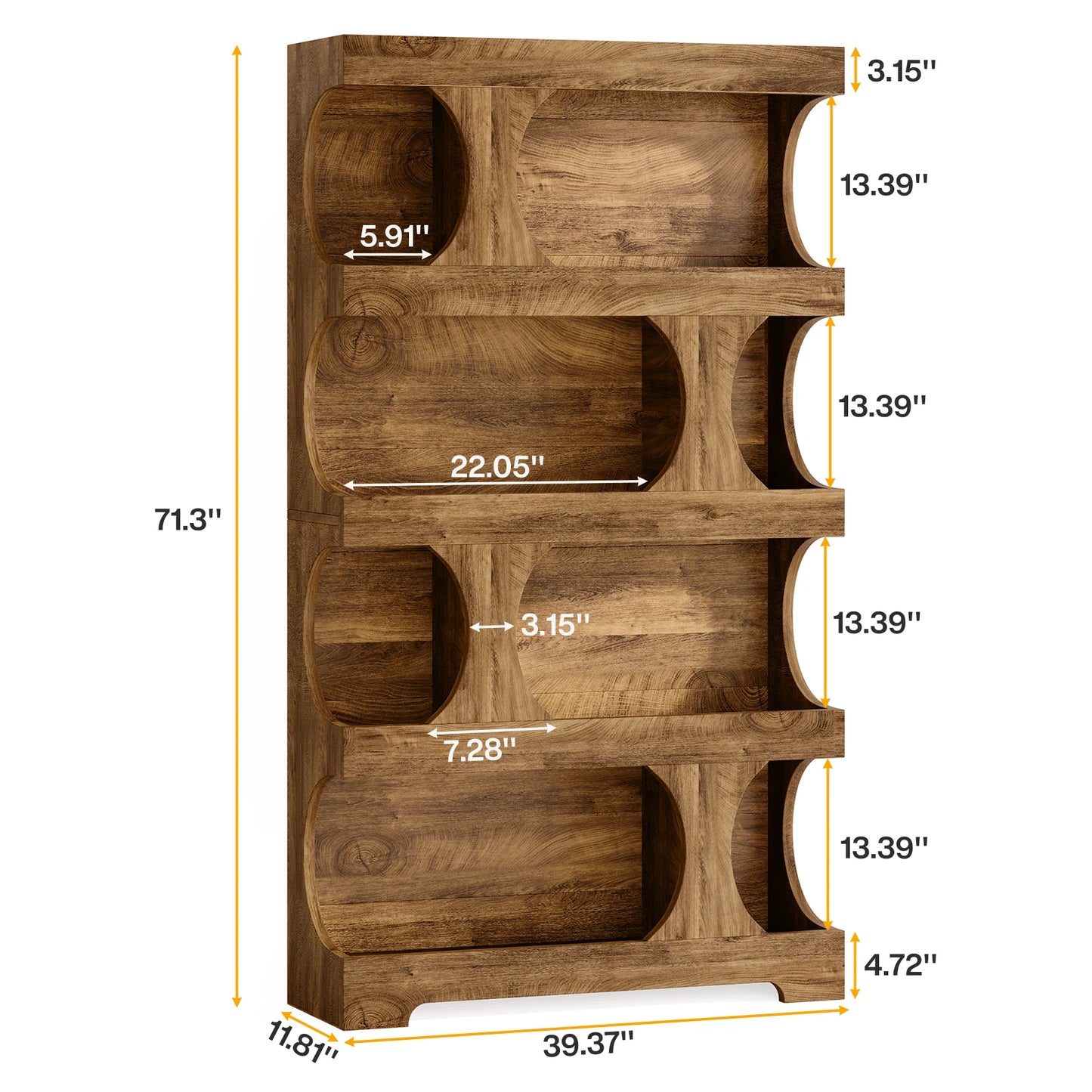 71" Tall  4-Tier Bookcase