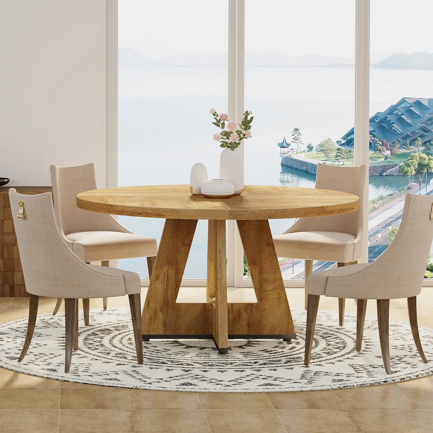 47 inch Round Dining Table for 4