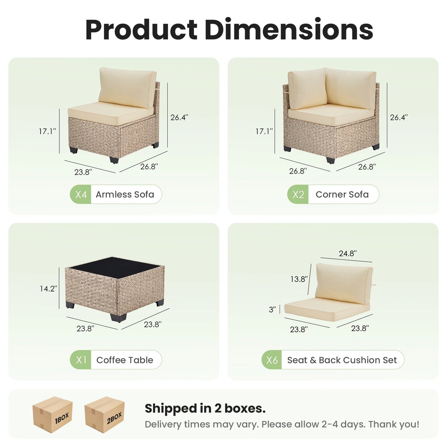 7-Piece Outdoor Rattan Patio Furniture Set