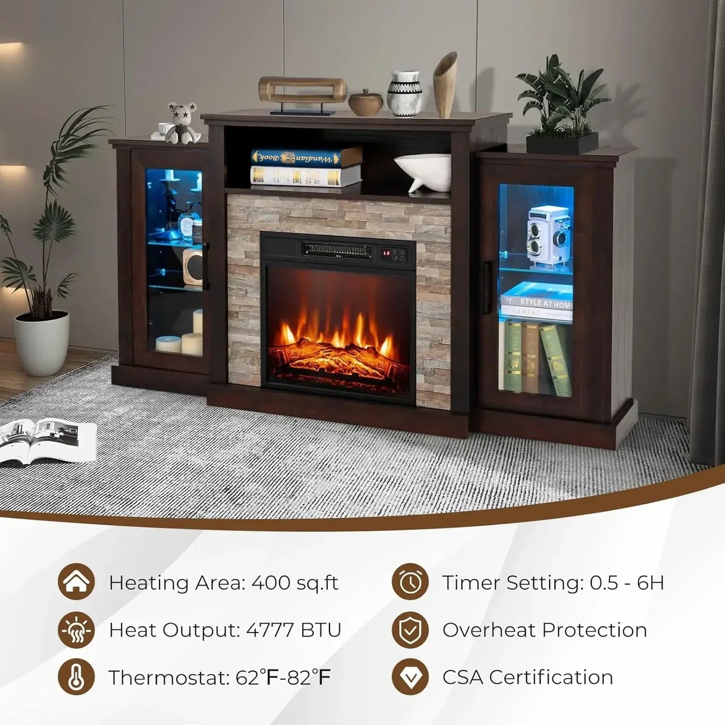 TV Stand with Electric Fireplace that will accommodate TVs Up to 65 Inches