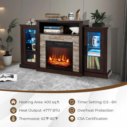 TV Stand with Electric Fireplace that will accommodate TVs Up to 65 Inches