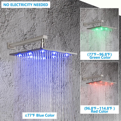 12 Inch LED Rain Shower with 6 Full adjustable Body Jets and a separate Handheld Sprayer