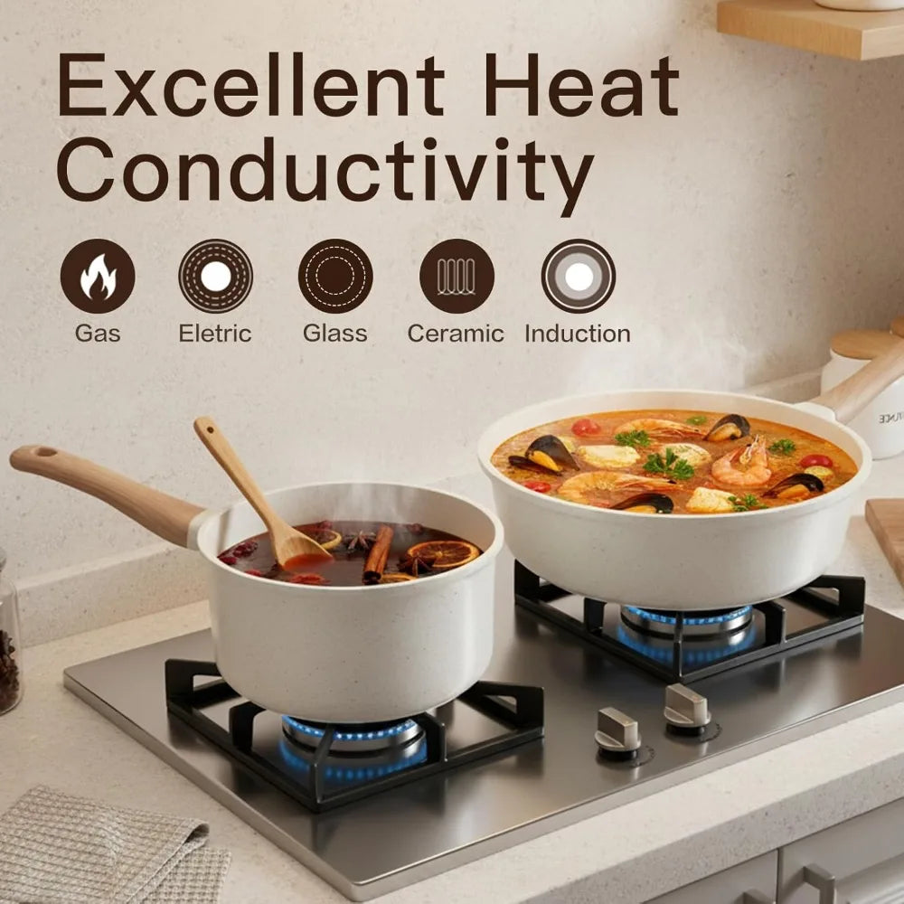 22 Piece Non Stick Ceramic Cookware Set with Glass Lids