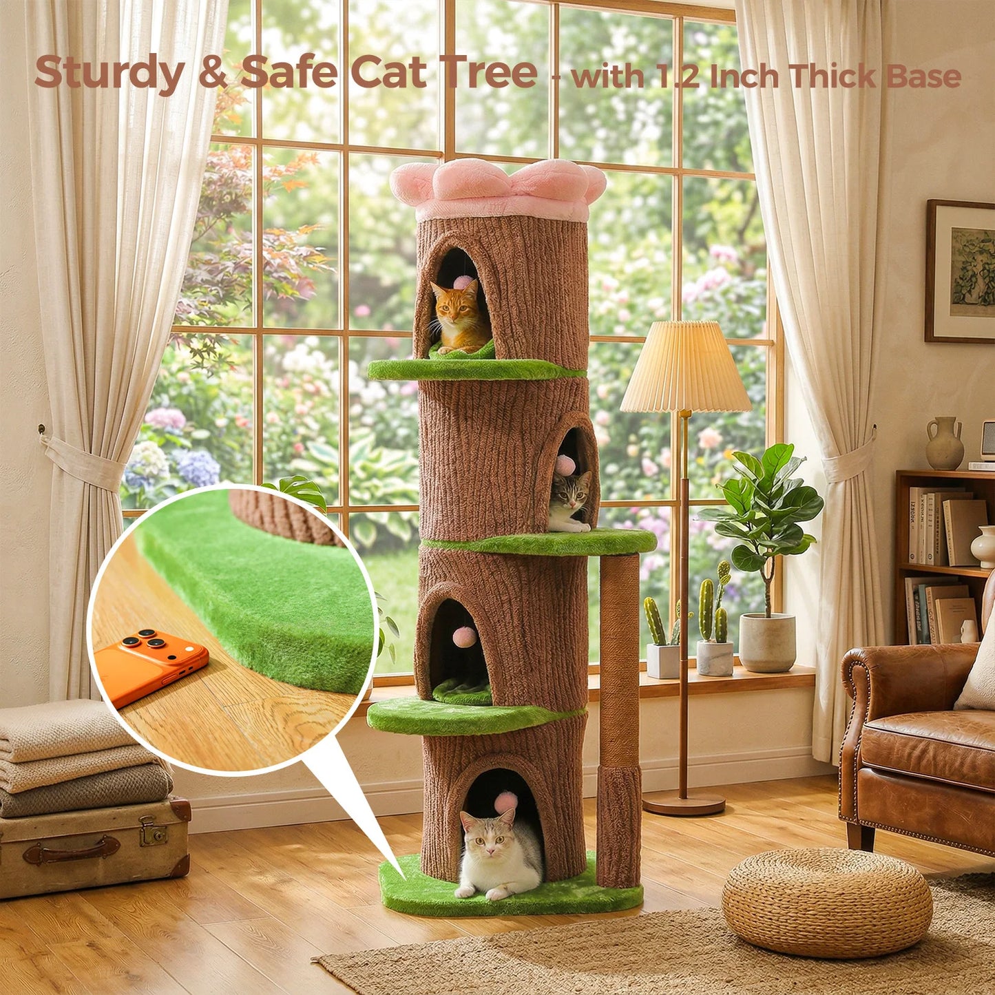 Luxurious Large Cat Tree with 2 or 4 Spacious Condos and a detachable toy for your cat or cats enjoyment!