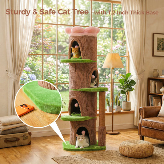 Luxurious Large Cat Tree with 2 or 4 Spacious Condos and a detachable toy for your cat or cats enjoyment!