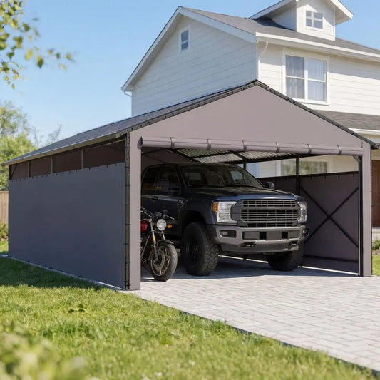 All Weather 11x22 FT Metal Carport with Sloped Roof for extra storage space