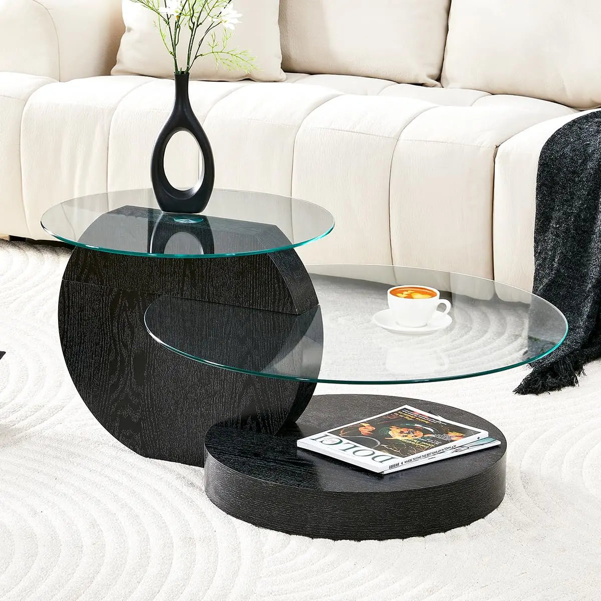 35" 3-Tier Design Tempered Glass Coffee Table for your Living Room