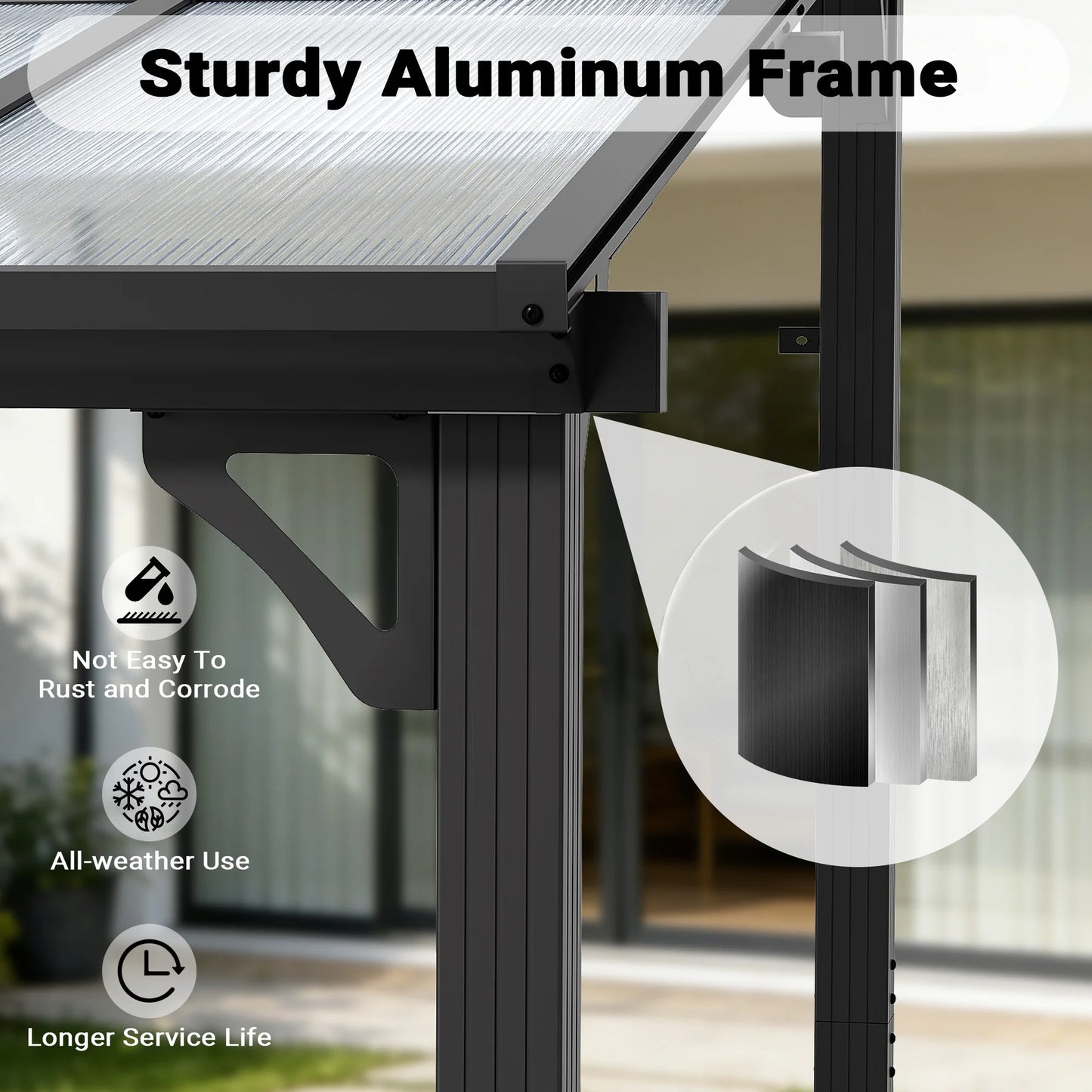 Wall-Mounted Gazebo with Aluminum Frame
