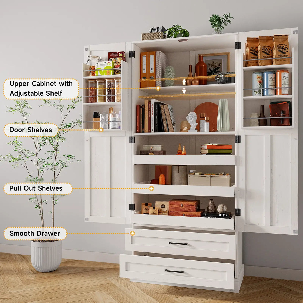 71" Tall Farmhouse Freestanding Pantry for your Kitchen