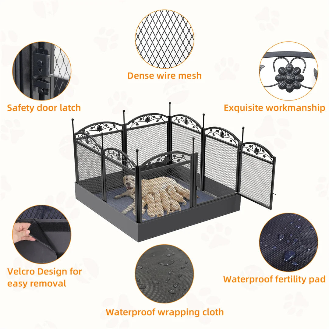Heavy Duty Play Pen, Secured Whelping Pen with removable waterproof flooring