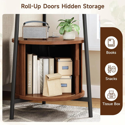 Fluted Round Nightstand with Charging Station for your Bedroom