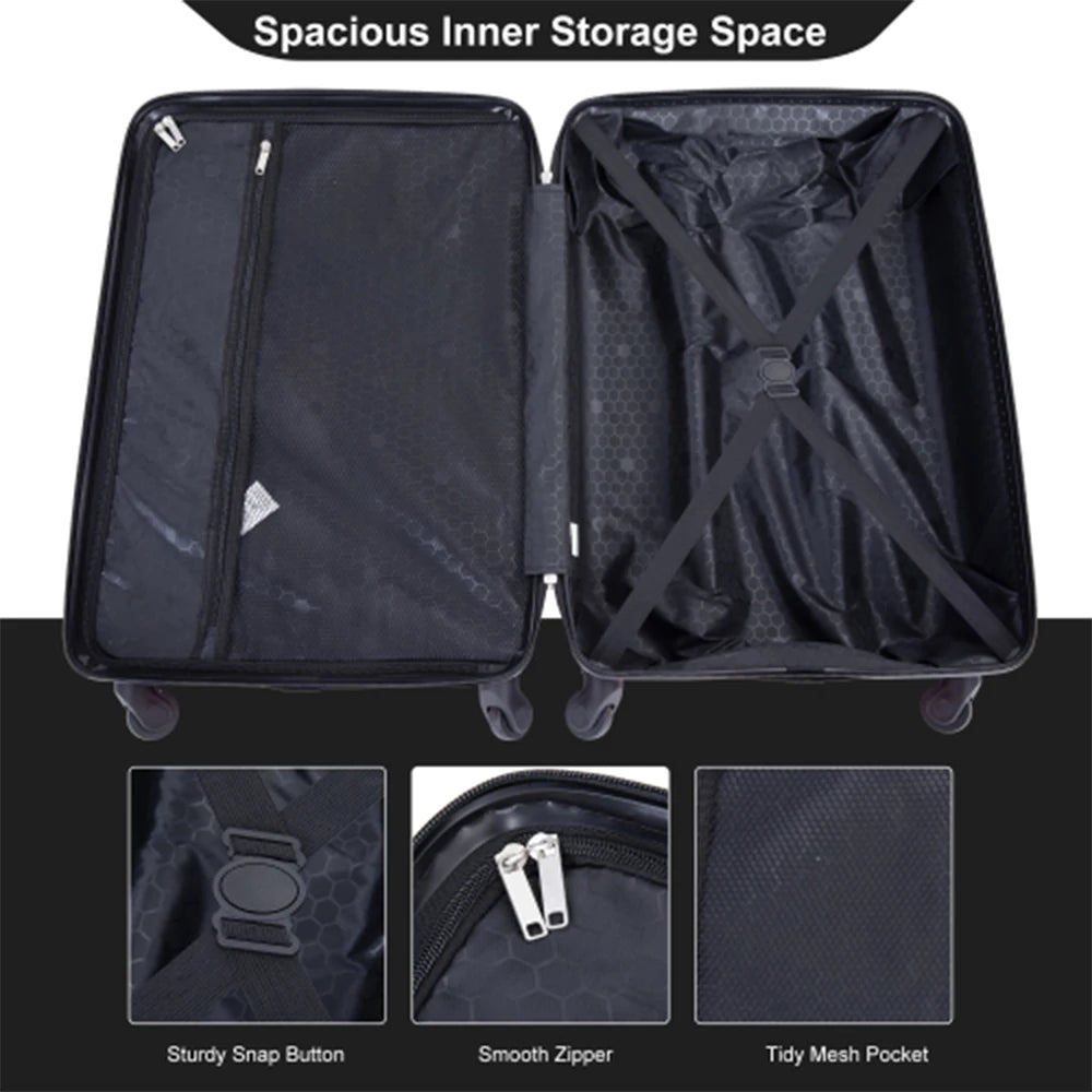 Luggage Set 4-Piece ABS Suitcase With Spinner Wheels