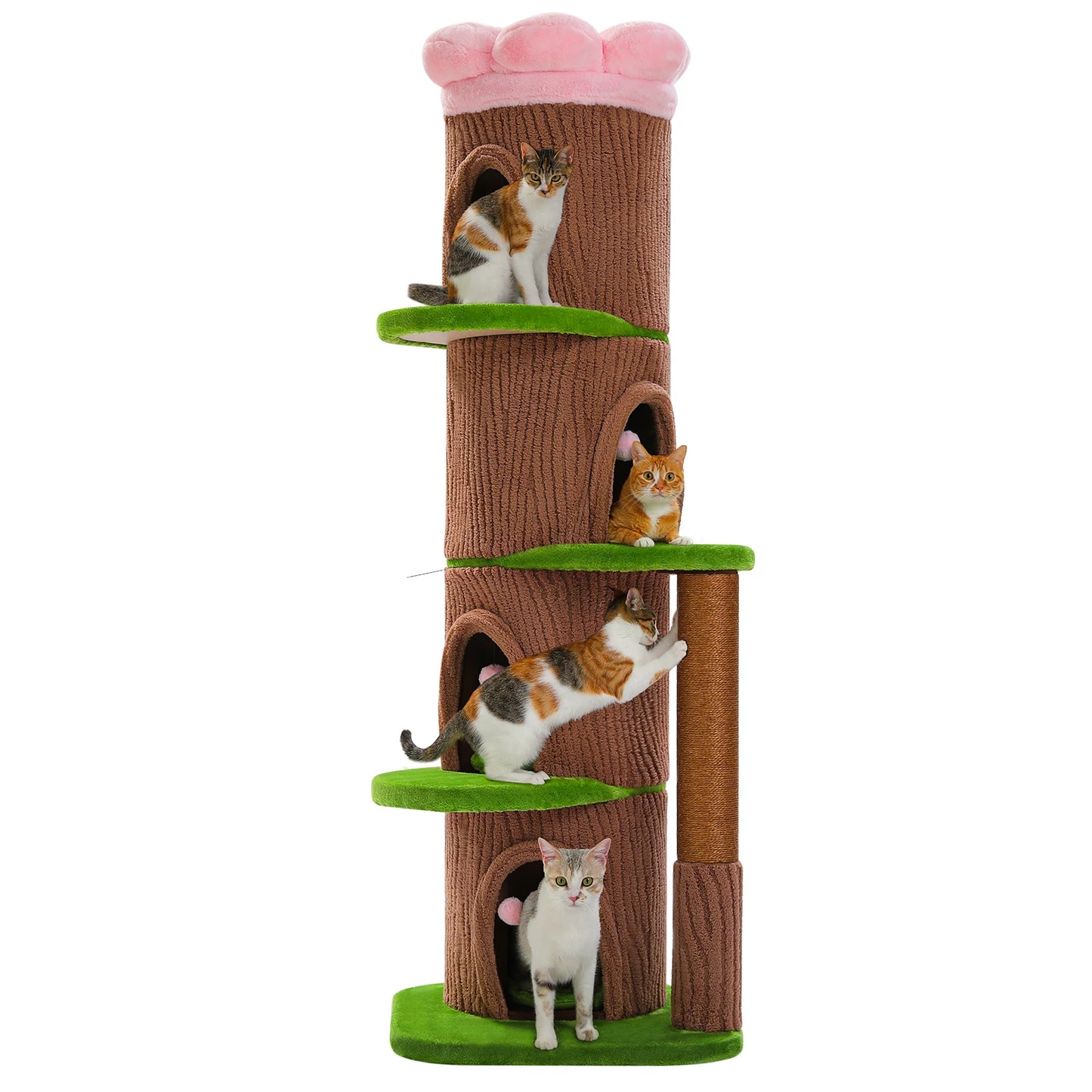 Luxurious Large Cat Tree with 2 or 4 Spacious Condos and a detachable toy for your cat or cats enjoyment!