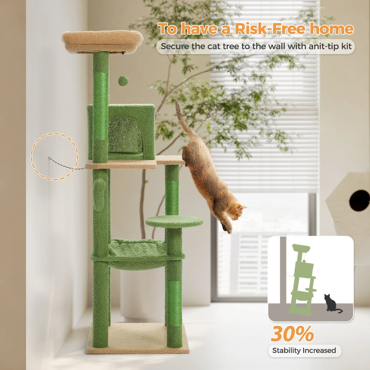 Cactus Cat Tree with 2 Door Condo