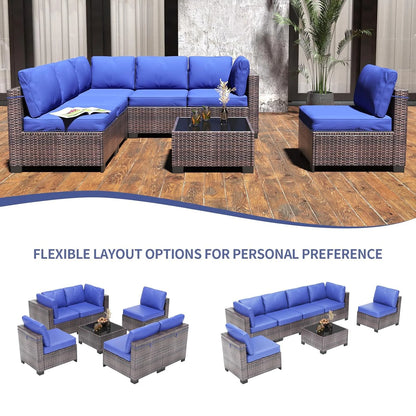 7-Piece Modular Outdoor Rattan Furniture Set,