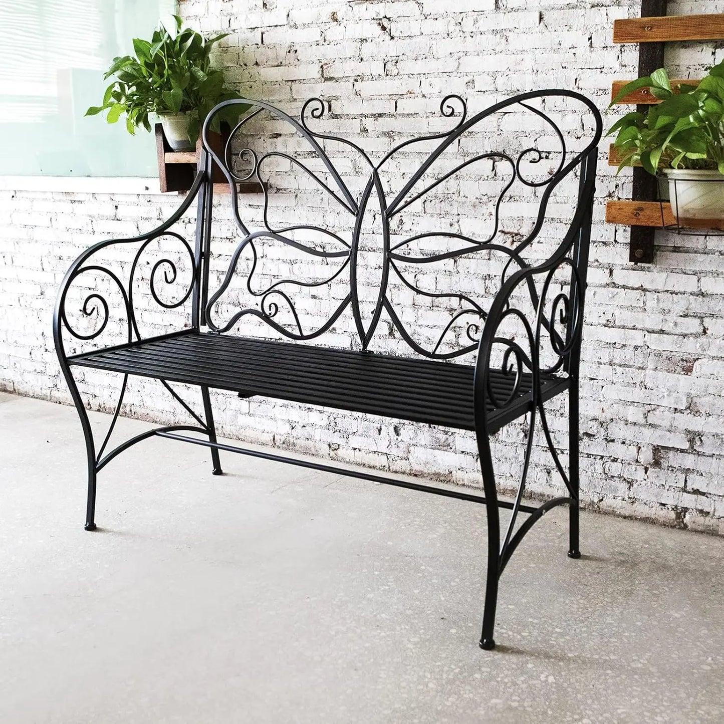 Rust-resistant Butterfly Bench with Arm rests for the backyard, balcony, or porch