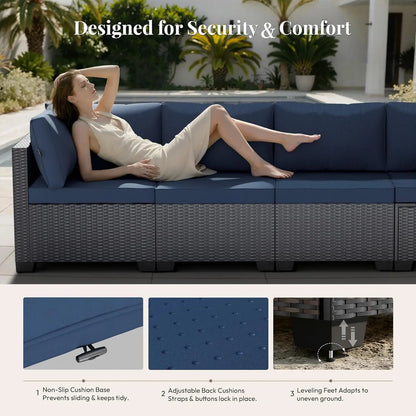 All Weather 7-Piece Modular Rattan Patio Set