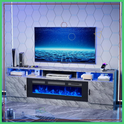 36-inch Electric Fireplace TV Stand for TVs Up to 80" with LED Lights