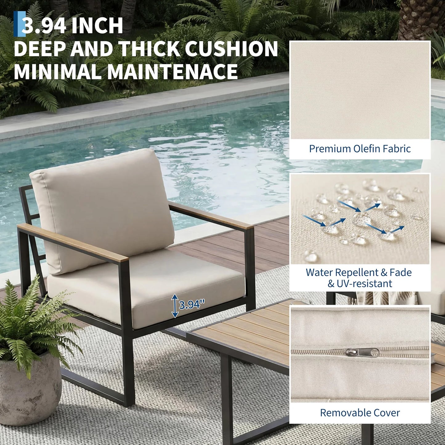 Outdoor Patio 4 Piece Set with Coffee Table