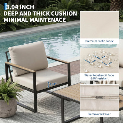 Outdoor Patio 4 Piece Set with Coffee Table