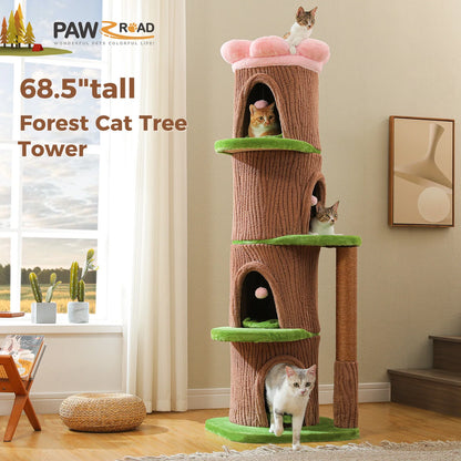 Luxurious Large Cat Tree with 2 or 4 Spacious Condos and a detachable toy for your cat or cats enjoyment!