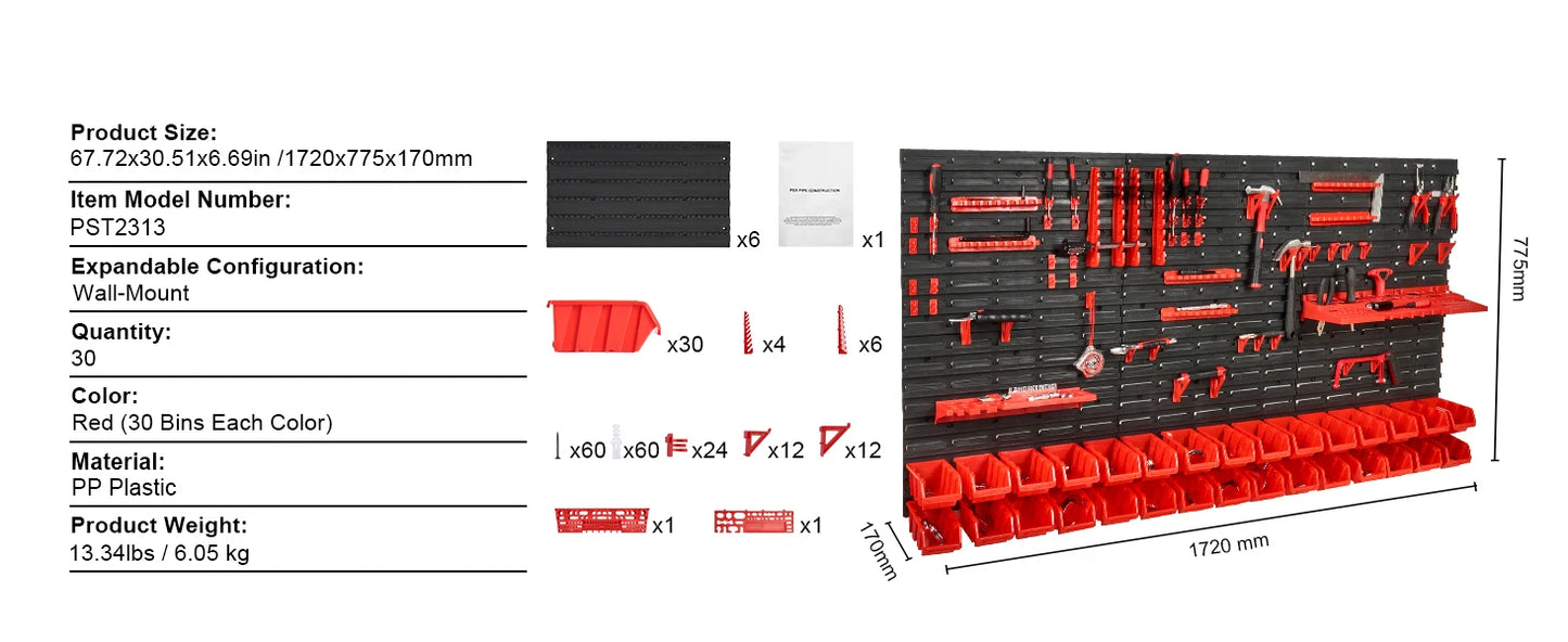 Wall Mounted Storage Bins Parts Rack Organizer for your Garage