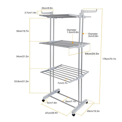 4-Tier Clothes Drying Rack with attached foldable brackets