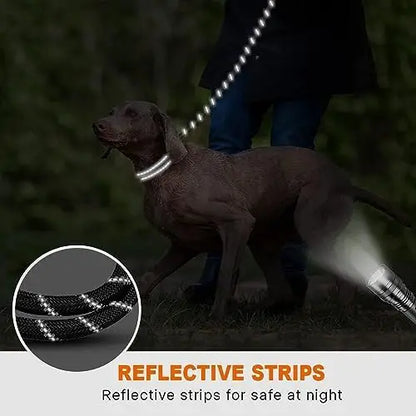 Black Reflective Rope Leash with Waste Bags
 for Medium and Large Dogs