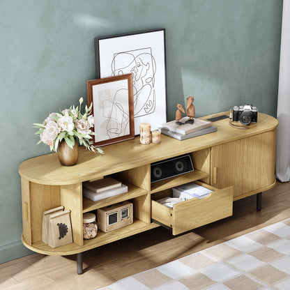 69" TV Stand w/ Power Outlet for TVs up to 80" with Adjustable Shelves