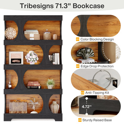 71" Tall  4-Tier Bookcase