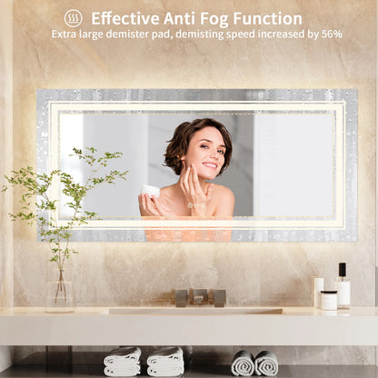 Wall Mounted Touch Anti-fog Large Illuminated LED Bathroom Mirror