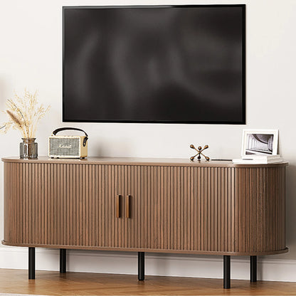 Living Room TV Stand with Power Outlet and Adjustable Shelves
