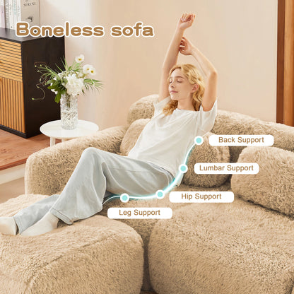 115'' Fluffy Modular Sectional Sofa with Pillows