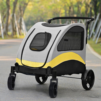 Foldable Large Dog Stroller with 4 Wheels