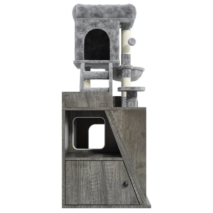 All in One Cat Tree and Litter Box Enclosure with LED Lighting