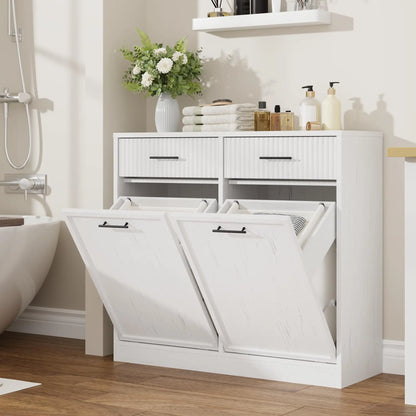Wood Tilt Out Laundry Hamper Cabinet With Drawers and Baskets