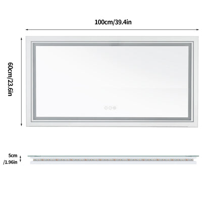 Wall Mounted Touch Anti-fog Large Illuminated LED Bathroom Mirror