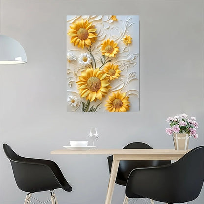 3D Sunflower Canvas Art with wood frame