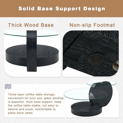 35" 3-Tier Design Tempered Glass Coffee Table for your Living Room