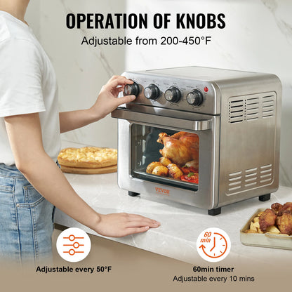 Countertop Stainless Steel 18L 1700W Air Fryer and Toaster Oven Combo