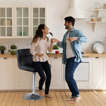 2 PU Leather Swivel Bar Stools with Adjustable Height