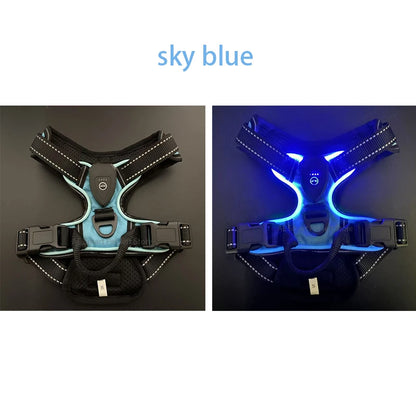 Rechargeable No Pull Led Harness for Dog, Cat, and Puppy