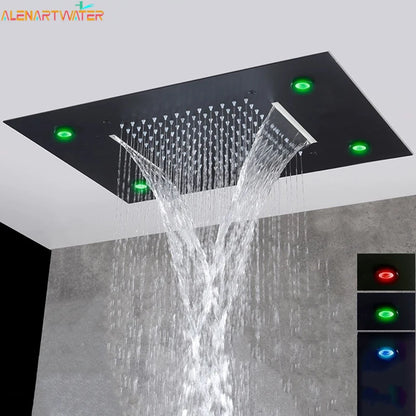 Built-in Ceiling Luxury LED Light Waterfall Rain Shower Head