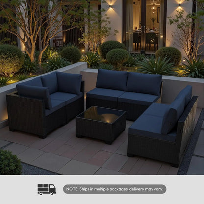 All Weather 7-Piece Modular Rattan Patio Set