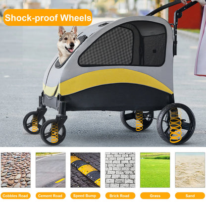 Foldable Large Dog Stroller with 4 Wheels