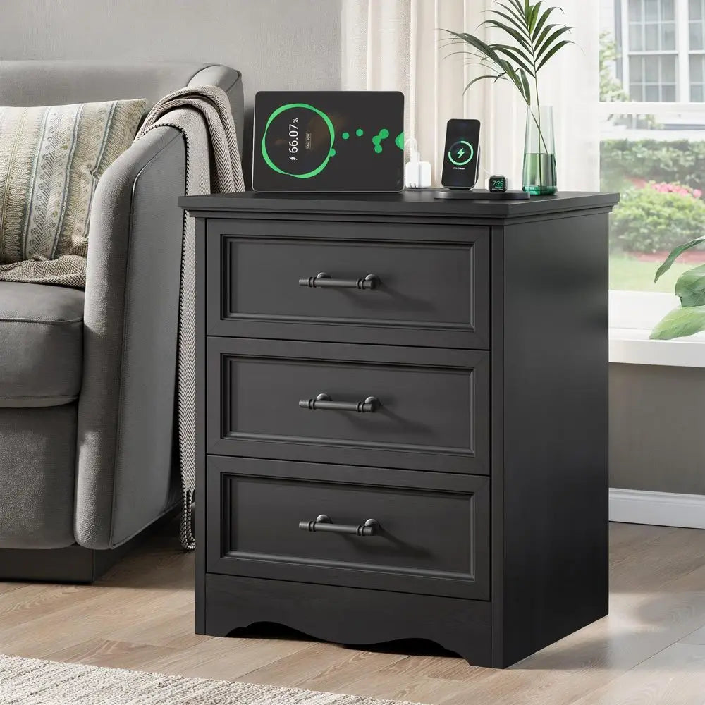 4 Piece Bedroom Furniture Set with 7 Drawer Dresser,6 Drawer Tall Dresser, 2-3 Drawer Nightstands with a Charging Station