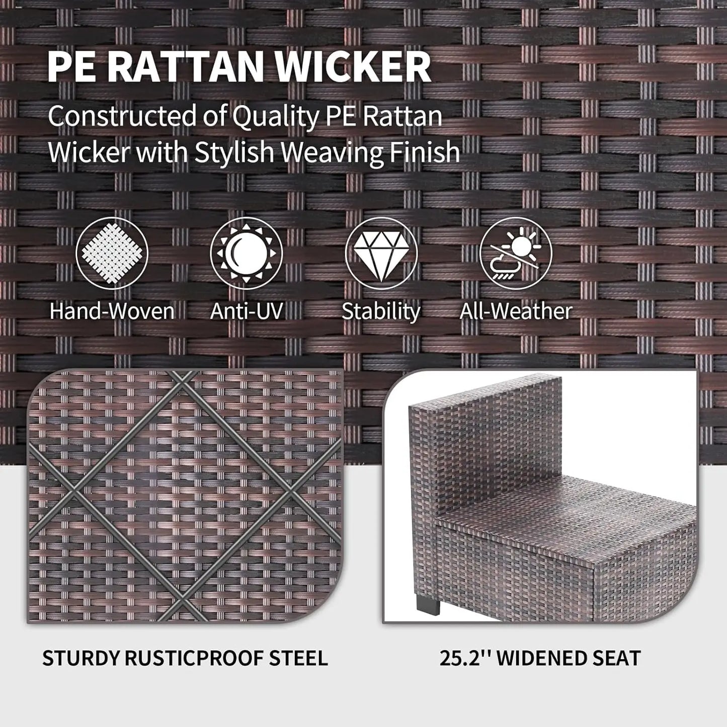 7-Piece Modular Outdoor Rattan Furniture Set,