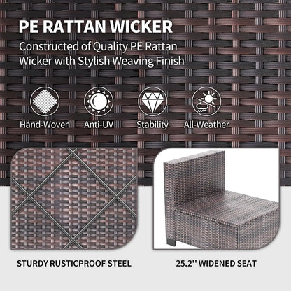 7-Piece Modular Outdoor Rattan Furniture Set,