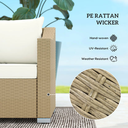 Outdoor Patio Rattan Sofa with Pillows